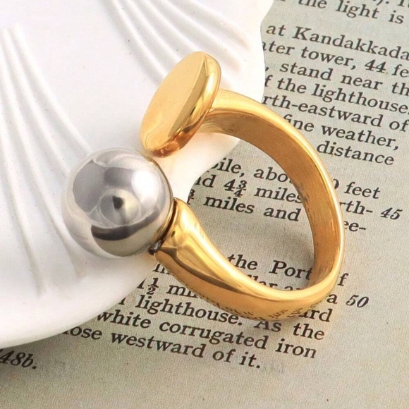 Classic Gold Tone Stainless Steel Ring - Picture 1 of 4